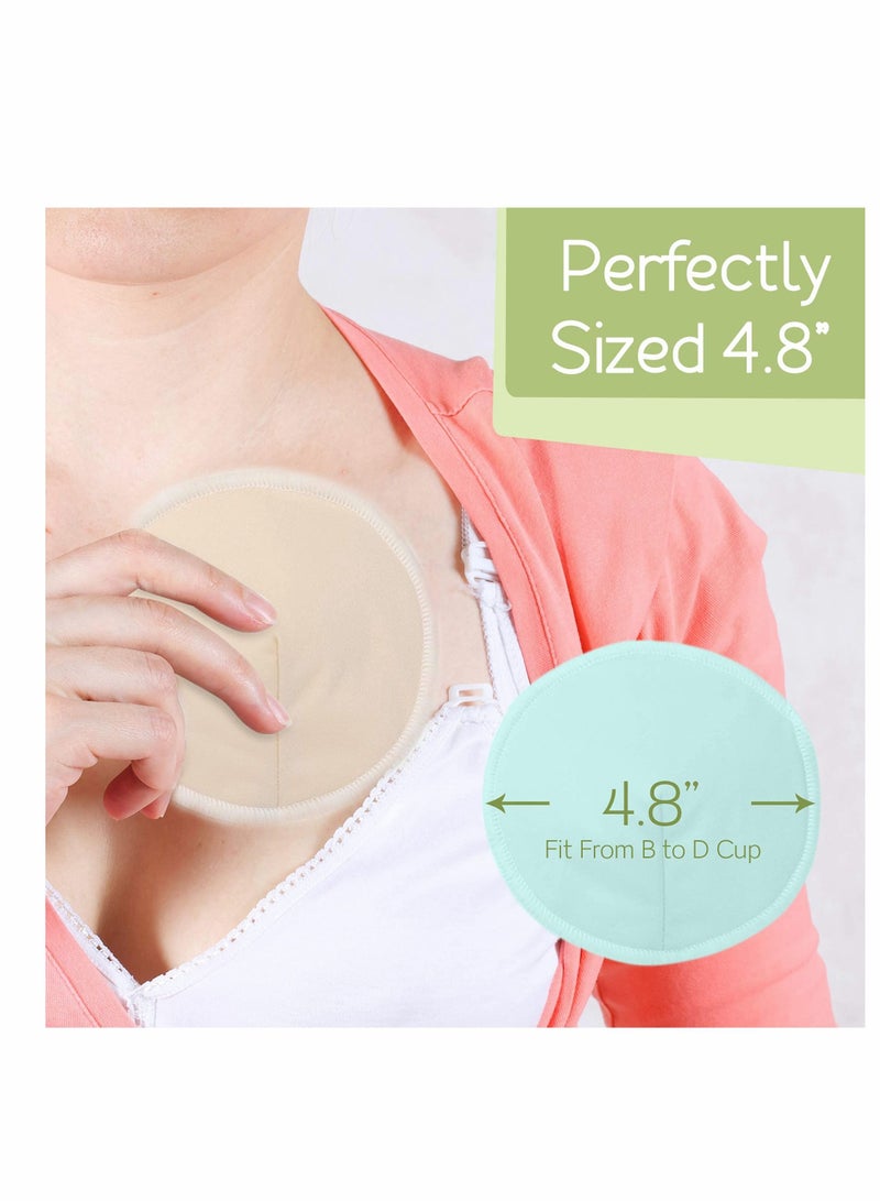 Organic Bamboo Nursing Breast Pads - 14 Washable + Wash Bag Breastfeeding Nipple Pad for Maternity Reusable (Pastel Touch, Large 4.8