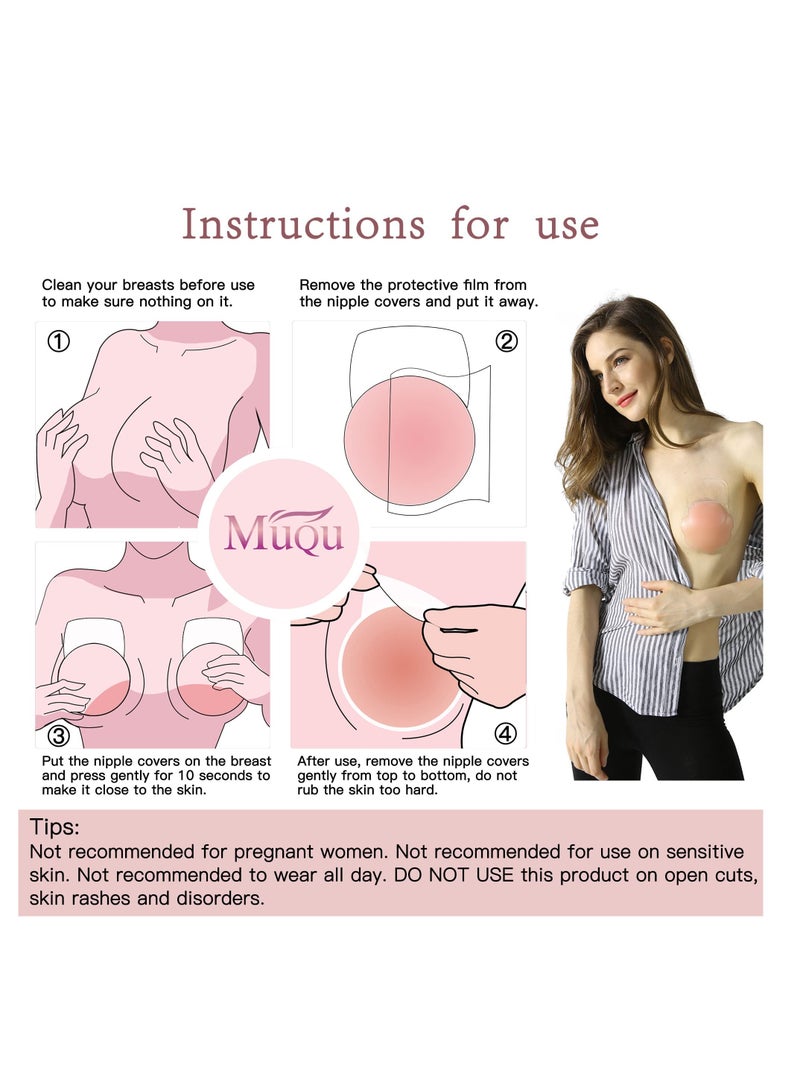 Nipple Covers, Silicone Breast Lift Reusable Breast Pasties, Invisible Self Adhesive Silicone Breast Pads, Breathable, Cup Nipple Noose For Women Plum Blossom Shape