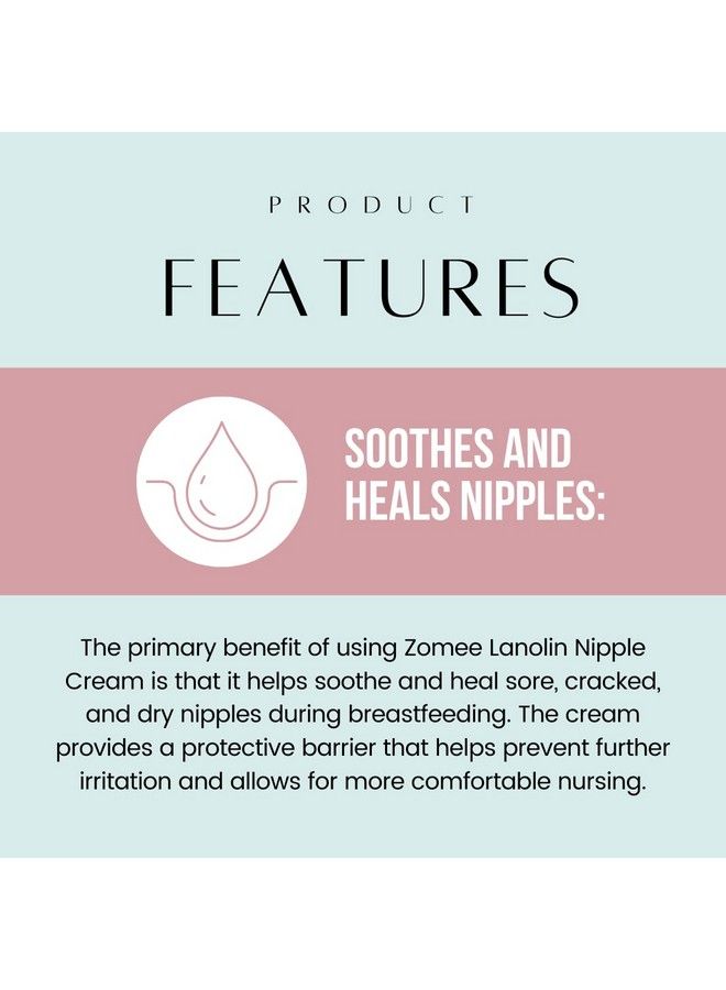 Lanolin Nipple Cream For Breastfeeding 100% Natural Ingredient 1.41 Ounces Safe For Mom And Babies Soothes & Protects Sore Cracked Nipples Discomfort Relief From Nursing (1 Pack)