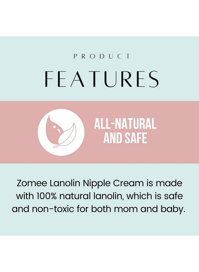 Lanolin Nipple Cream For Breastfeeding 100% Natural Ingredient 1.41 Ounces Safe For Mom And Babies Soothes & Protects Sore Cracked Nipples Discomfort Relief From Nursing (1 Pack)