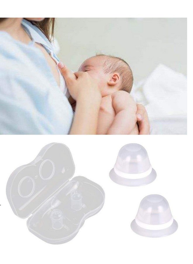 2Pair Nipplesuckers Nipple Corrector For Flat Inverted Nipples For Breastfeeding Mother Or Women Silicone With Clear Case