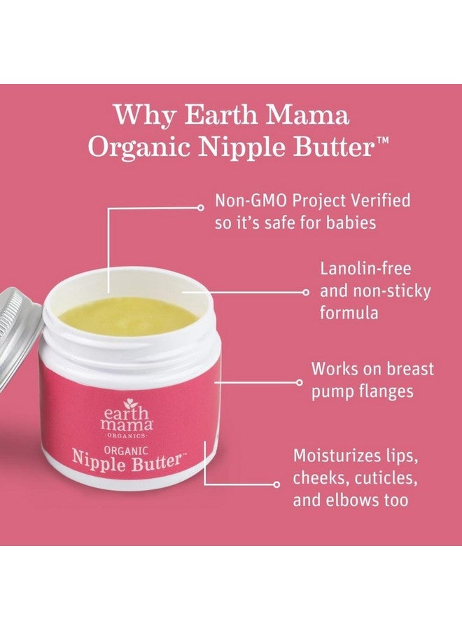 Organic Nipple Butter™ Breastfeeding Cream By Earth Mama ; Lanolinfree Postpartum Essentials Safe For Nursing Nongmo Project Verified 2Fluid Ounce