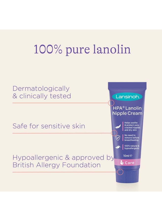 Hpa Lanolin Nipple Cream For Sore Nipple & Cracked Skin 100% Natural Single Ingredient Breastfeeding Essential Tasteless Odourless Hospital Bag Moisturising 10Ml