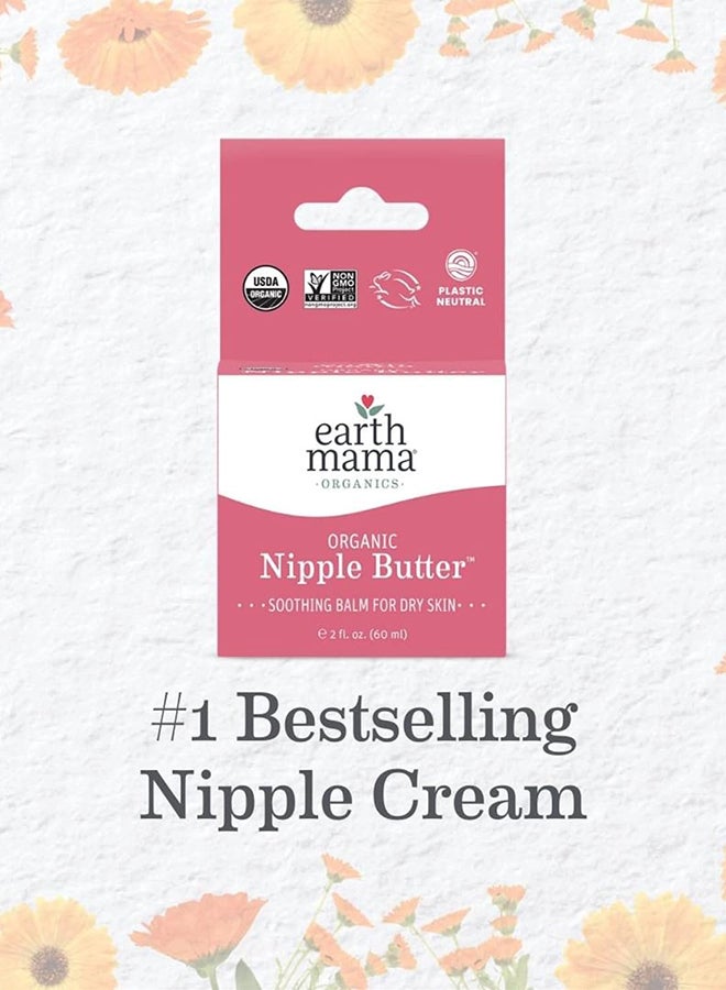 Earth Mama Organic Nipple Butter™ | Nipple Cream Safe for Breastfeeding | Postpartum Essentials for Nursing | Non Lanolin Nipple Cream, 2-Fluid Ounce