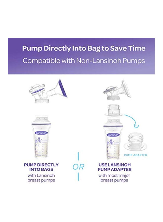 50-Piece Milk Storage Bag With Pump Adapters