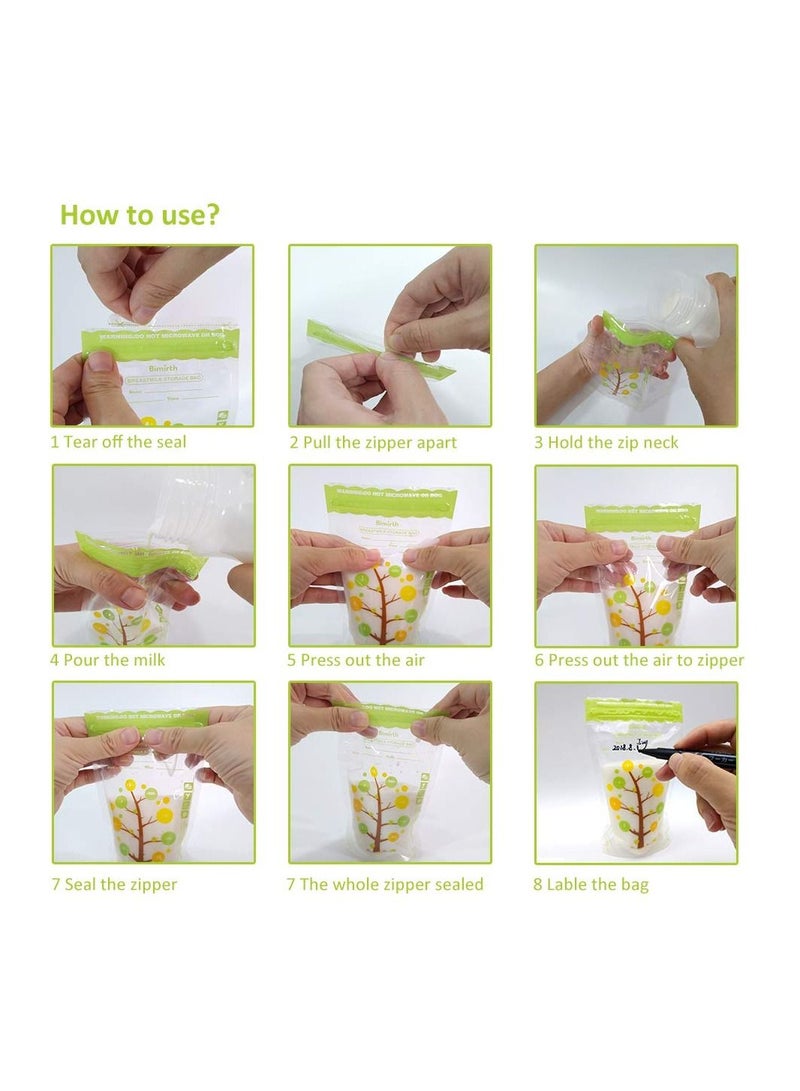 Breastmilk Storage Bags, SYOSI 112 Count BPA-free Milk Storage & Freezing Bag Container, 200ml Capacity Breast Milk Fresh Bags for Baby Infants Newborn