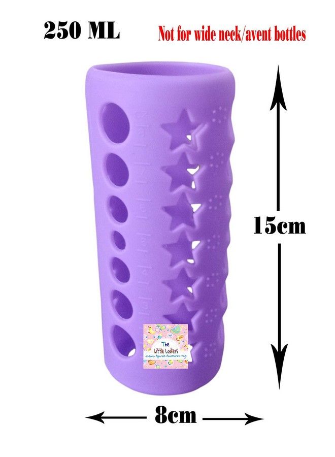 Baby Feeding Bottle Silicone Warmer Cover Sleeve Holder Insulated Protection For Newborns Infants Babies (Pack Of 2) (Purple & Blue 240 Ml)