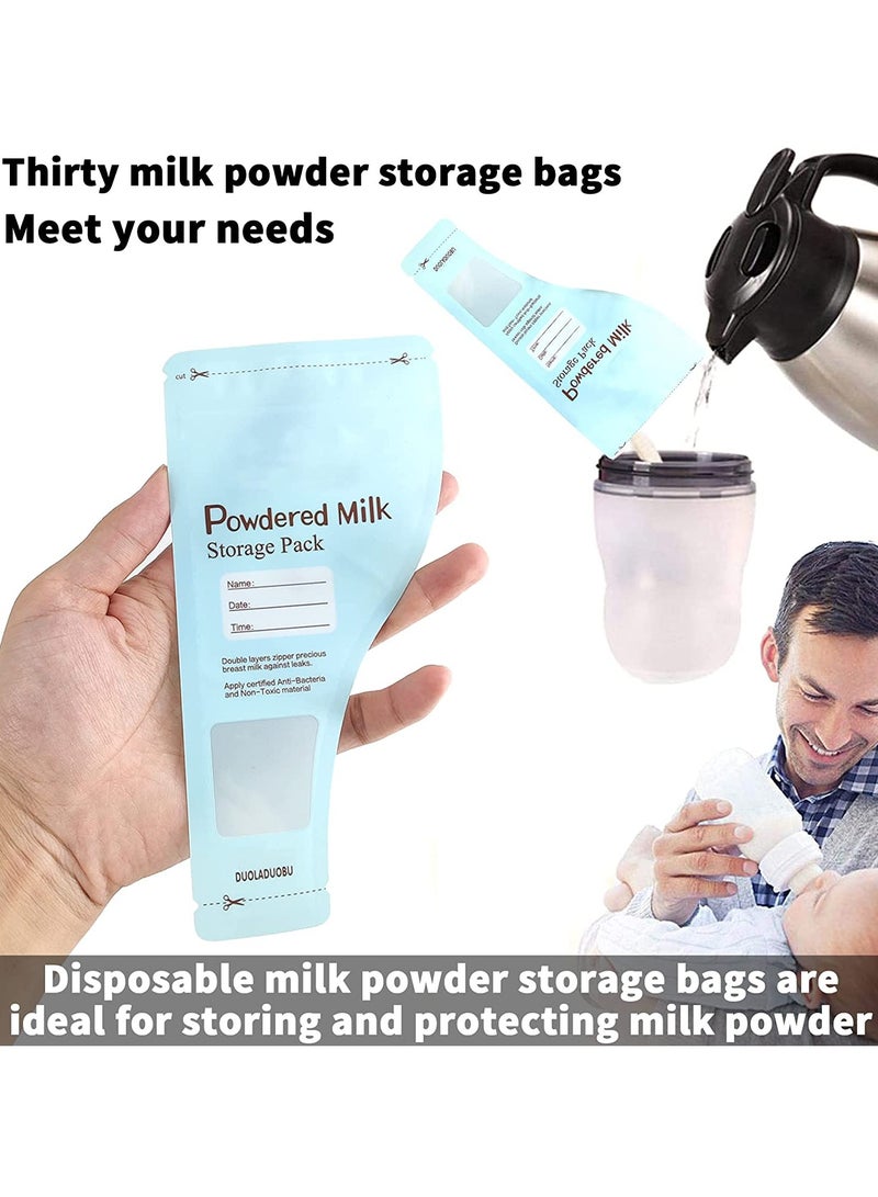 Portable Milk Powder Storage Bag, Disposable Baby Feeding Food Milk Powder Sealed, and Leakproof Pouches Container Formula Dispenser, for Newborn Parents and Family Travel 30 Pieces