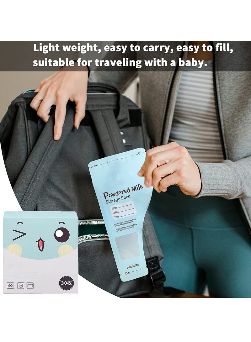 Portable Milk Powder Storage Bag, Disposable Baby Feeding Food Milk Powder Sealed, and Leakproof Pouches Container Formula Dispenser, for Newborn Parents and Family Travel 30 Pieces