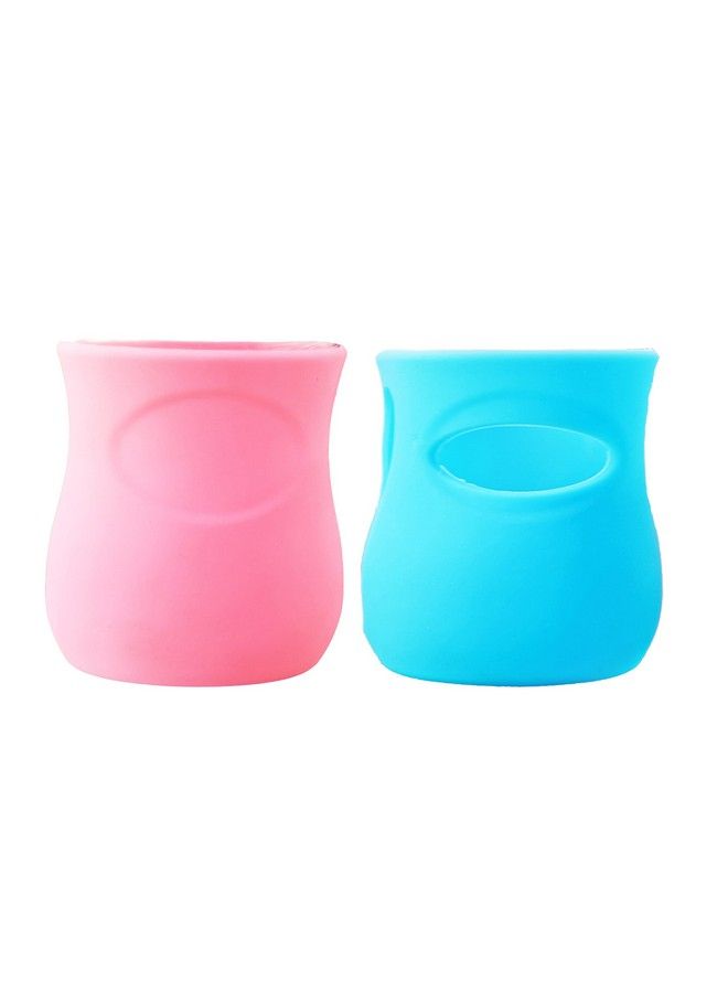 Baby Feeding Glass Bottle Protection Silicone Cover Sleeve Holder Suitable For Wide Neck Avent Feeder; Protector Cover For Babies (Wide Neck 125Ml 4Oz Pink & Blue)