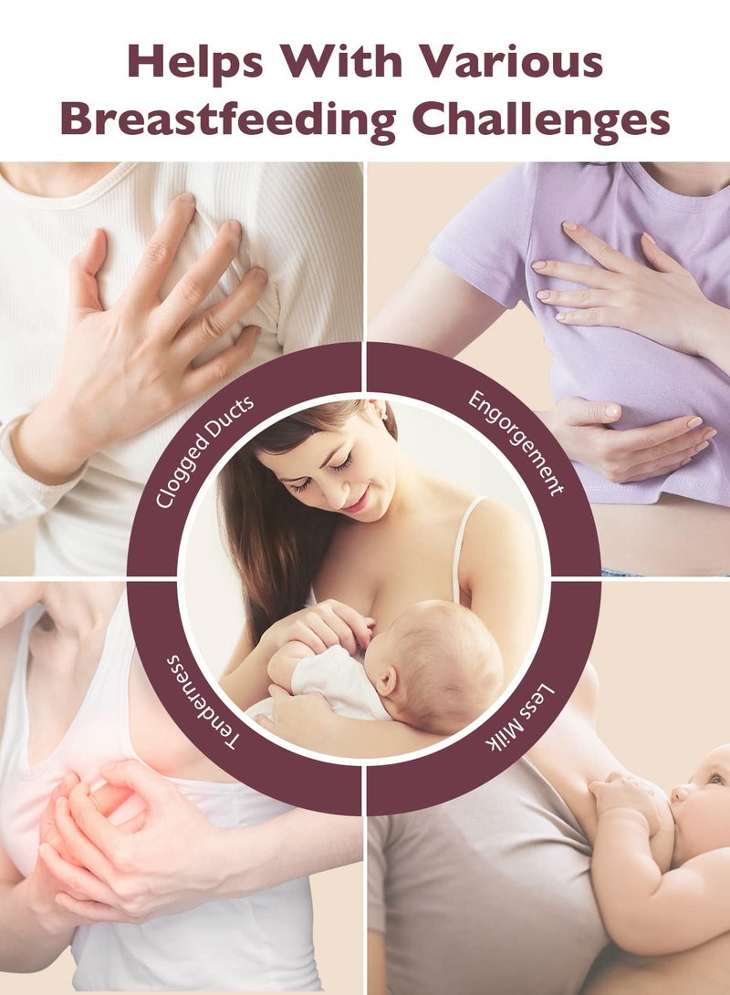Momcozy Kneading Lactation Massager with Heat, 3-in-1 Real-Like Massage for Relieve Clogged Ducts, Breast Massager Warming for Breastfeeding, Improve Milk Flow, Dusty Rose