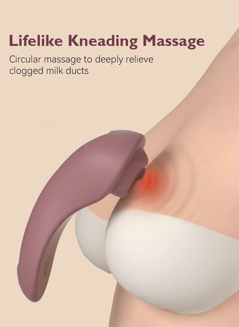 Momcozy Kneading Lactation Massager with Heat, 3-in-1 Real-Like Massage for Relieve Clogged Ducts, Breast Massager Warming for Breastfeeding, Improve Milk Flow, Dusty Rose