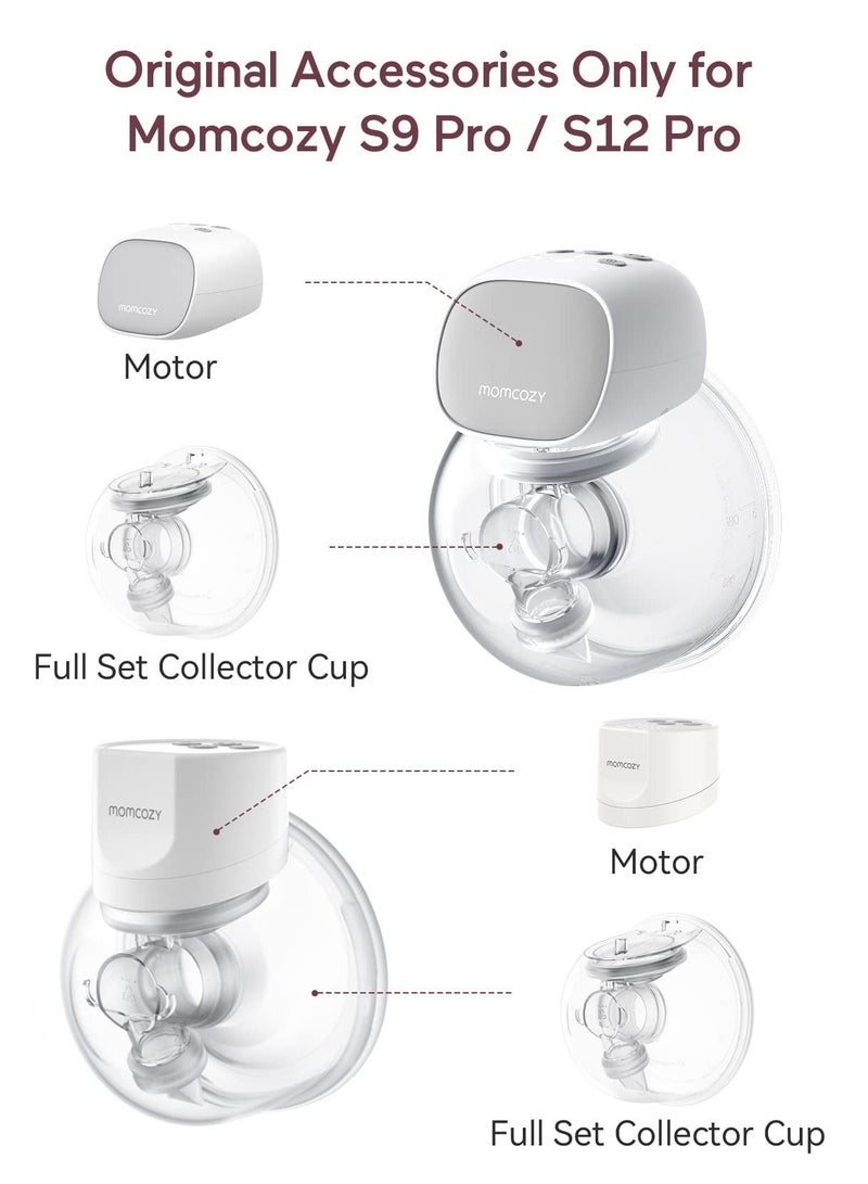 Full Set Collector Cup Only Compatible with Momcozy S9 Pro/S12 Pro NOT for S9/S12. Original S9 Pro/S12 Pro Breast Pump Replacement Accessories 180ML