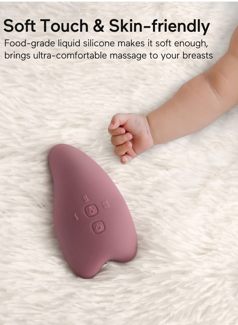 Momcozy Warming Lactation Massager 2-in-1, Soft Breast Massager for Breastfeeding, Heat + Vibration Adjustable for Clogged Ducts, Improve Milk Flow, Engorgement