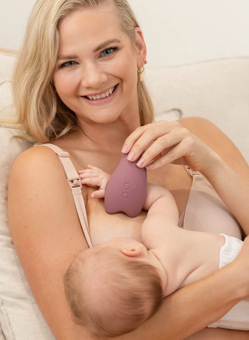 Momcozy Warming Lactation Massager 2-in-1, Soft Breast Massager for Breastfeeding, Heat + Vibration Adjustable for Clogged Ducts, Improve Milk Flow, Engorgement
