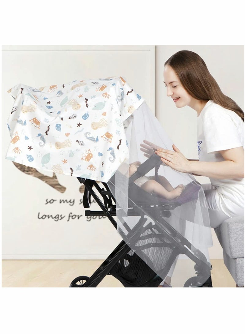 Nursing Cover Cotton Breastfeeding Cover with Adjustable Strap, Soft Boned Nursing Apron Cover Burp Cloth Breathable Lightweight, Stylish Discreet Full Privacy Breastfeeding Scarf