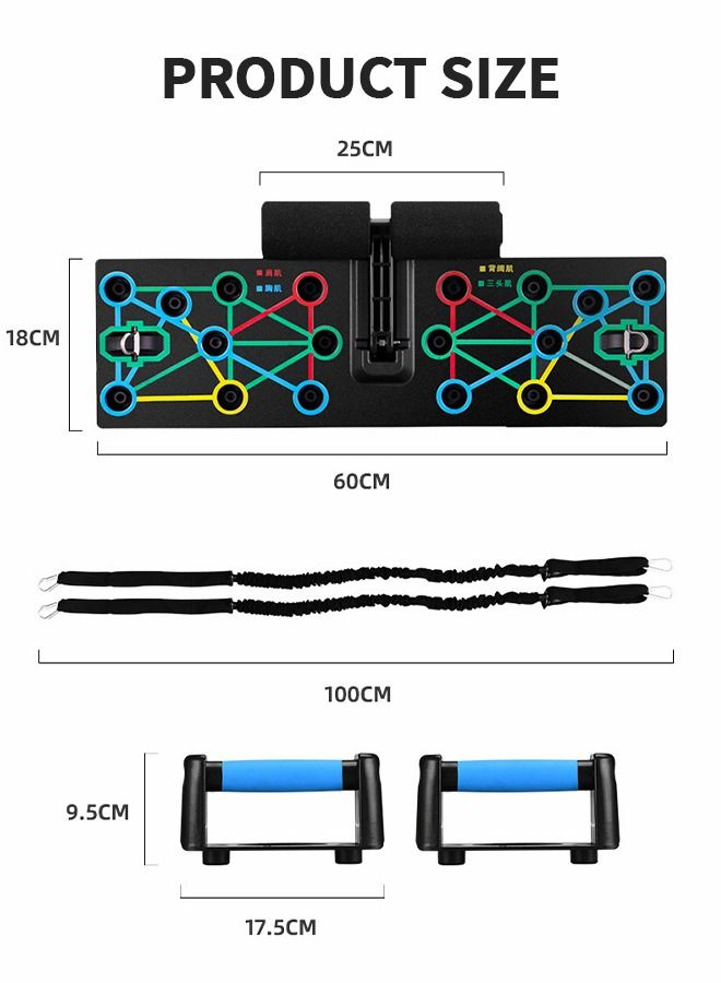 Upgraded Push Up Board,Multi-Function Pushup Stands with Sit Up Bar Strength Training,Workout Equipment Push-up Board with Resistance Bands,Strength Training Equipment, Home Fitness