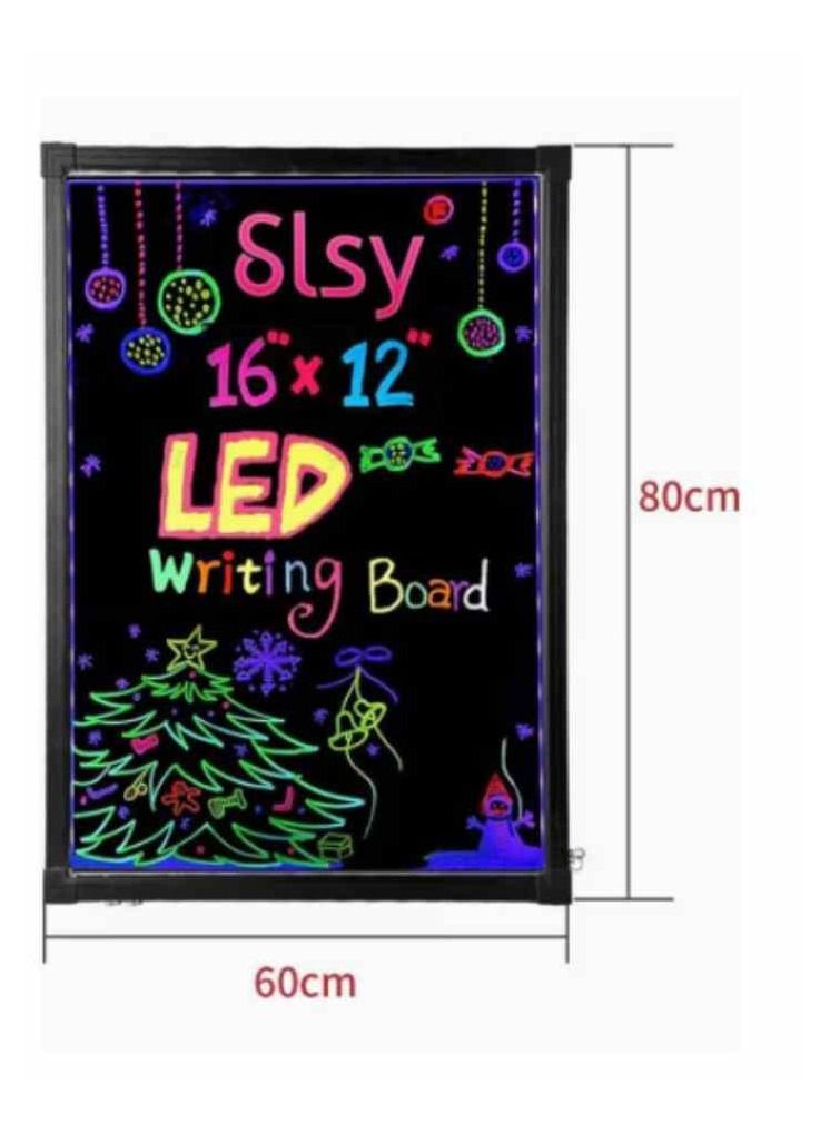 Illuminated LED Message Writing Board Erasable Neon Effect Menu Sign Board with 8 Fluorescent Makers Remote Control 12Colors Flashing Modes Light Up Board 50 CMX 70 CM Black