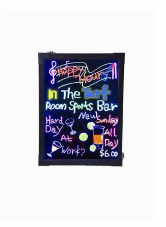 Illuminated LED Message Writing Board Erasable Neon Effect Menu Sign Board with 8 Fluorescent Makers Remote Control 12Colors Flashing Modes Light Up Board 50 CMX 70 CM Black