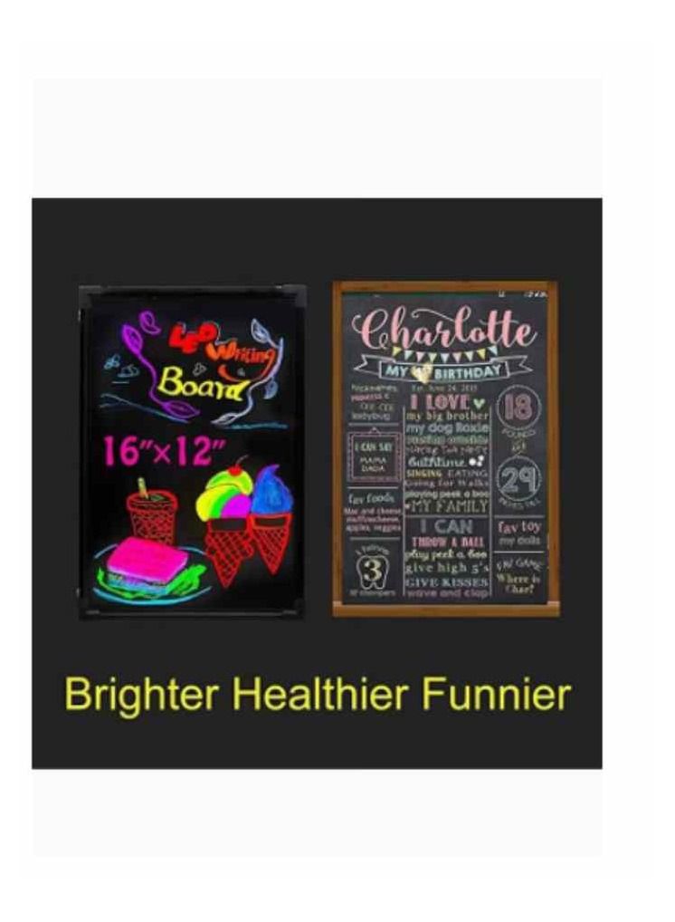 Illuminated LED Message Writing Board Erasable Neon Effect Menu Sign Board with 8 Fluorescent Makers Remote Control 12Colors Flashing Modes Light Up Board 60CM X 80 CM