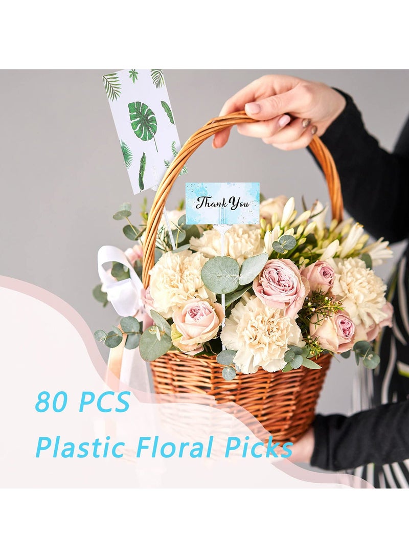 SYOSI 80 Pcs Plastic Floral Picks, 9.4 Inch Transparent Picks Straight Head Fork Shape Flower for Cards, Photos, Arrangement, Home Decor, Weddings, Parties