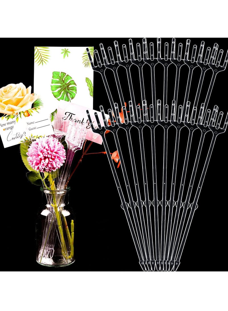 SYOSI 80 Pcs Plastic Floral Picks, 9.4 Inch Transparent Picks Straight Head Fork Shape Flower for Cards, Photos, Arrangement, Home Decor, Weddings, Parties