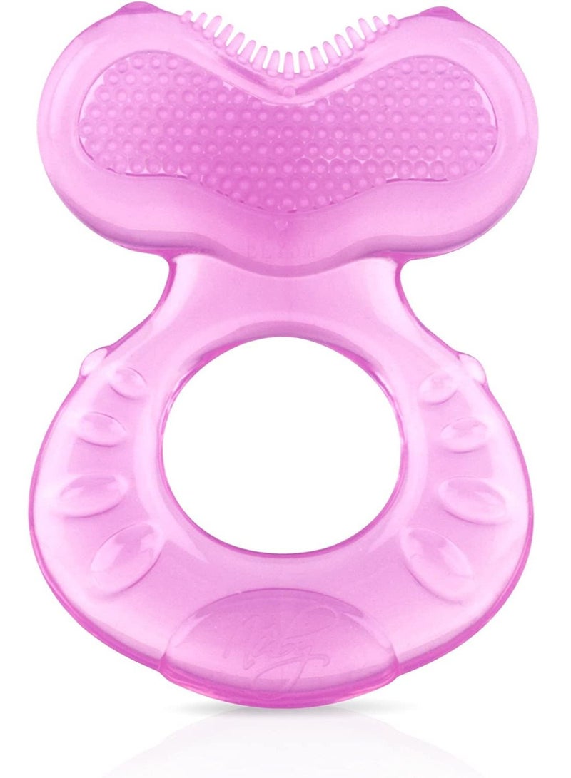 Nuby Silicone Teethe-eez Teether with Bristles, Includes Hygienic Case, Pink