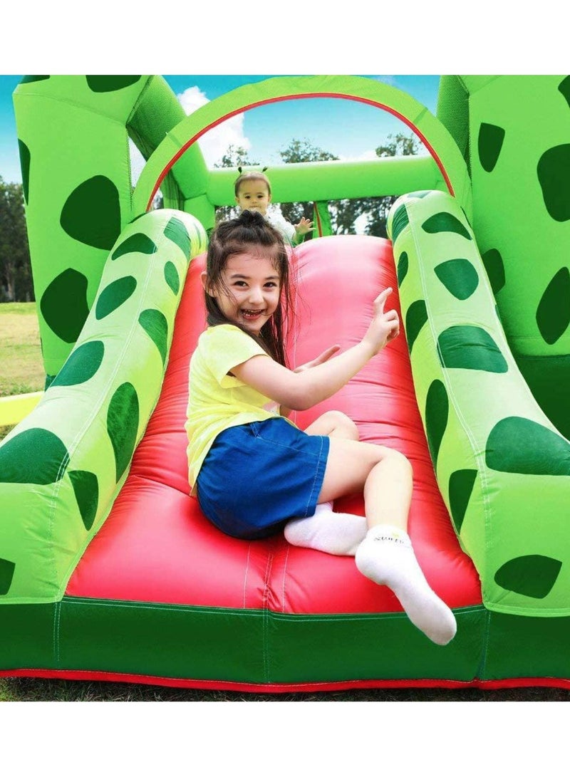 Outdoor Inflatable Bouncer Kids Bouncy Castle With Slide For Children(Frog Green)