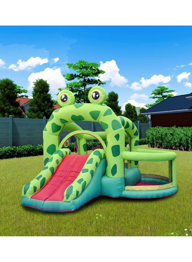 Outdoor Inflatable Bouncer Kids Bouncy Castle With Slide For Children(Frog Green)