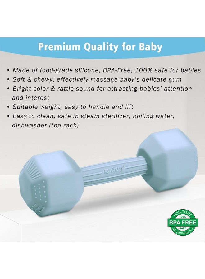 Baby Dumbbell Toy Silicone Infant Rattle Teething Toy Teether Toddler Sensory Toy Durable Safe Exercises Workout Weight Great Gift For Girls And Boys (1Pcs Black)