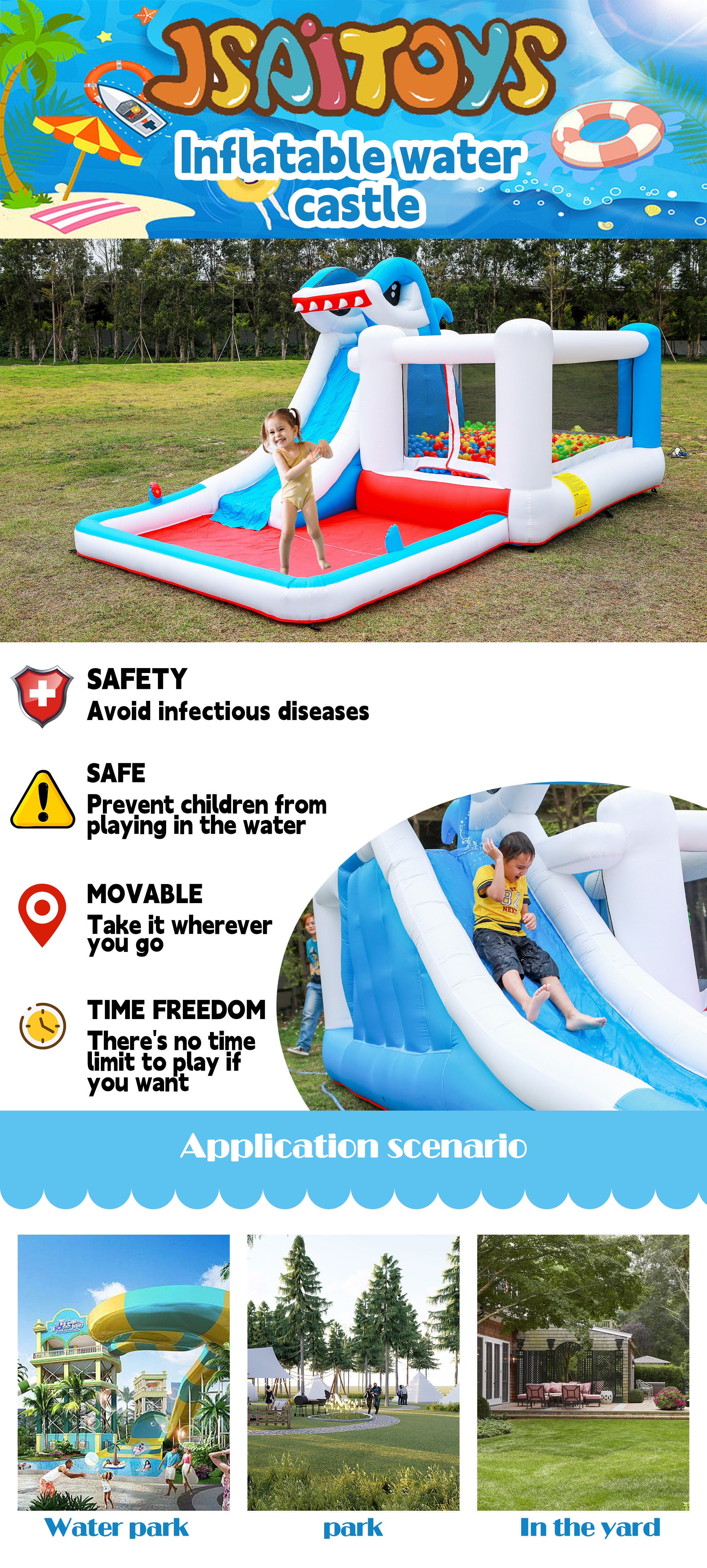 Mini Inflatable Bounce House With Water Slide And Ball Pit Pool