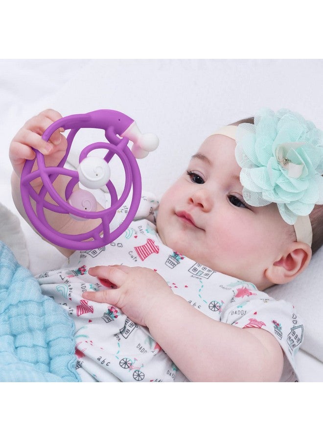 Snail Rattle & Teether For 3 To 18 Months With Cilp Baby Teething Toys For Babies 612 Month Old Soft Silicone Infant Chew Toy Shaker With Sound For Newborn Great Baby Gifts Purple