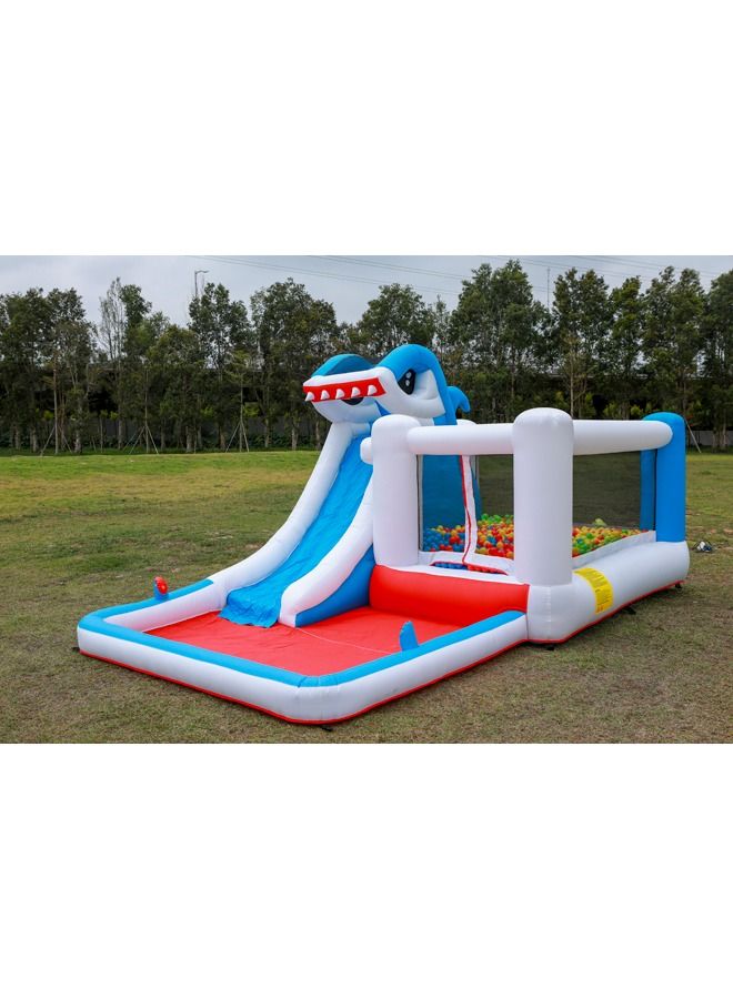 Lovely Shark Air Bounce House Combo Water Slide With Pool Inflatable Trampoline For Backyard