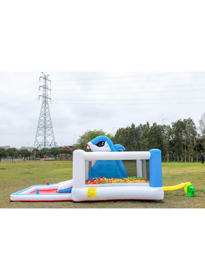 Lovely Shark Air Bounce House Combo Water Slide With Pool Inflatable Trampoline For Backyard