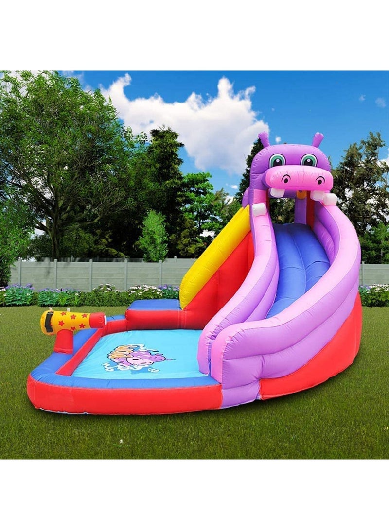 Water Slide for Kids Hippo Themed Inflatable Safe Park Pool Toys