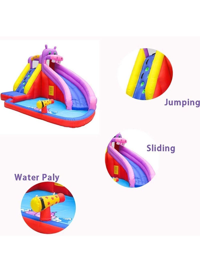 Water Slide for Kids Hippo Themed Inflatable Safe Park Pool Toys