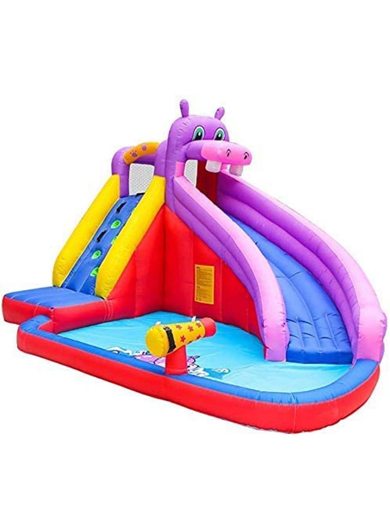 Water Slide for Kids Hippo Themed Inflatable Safe Park Pool Toys