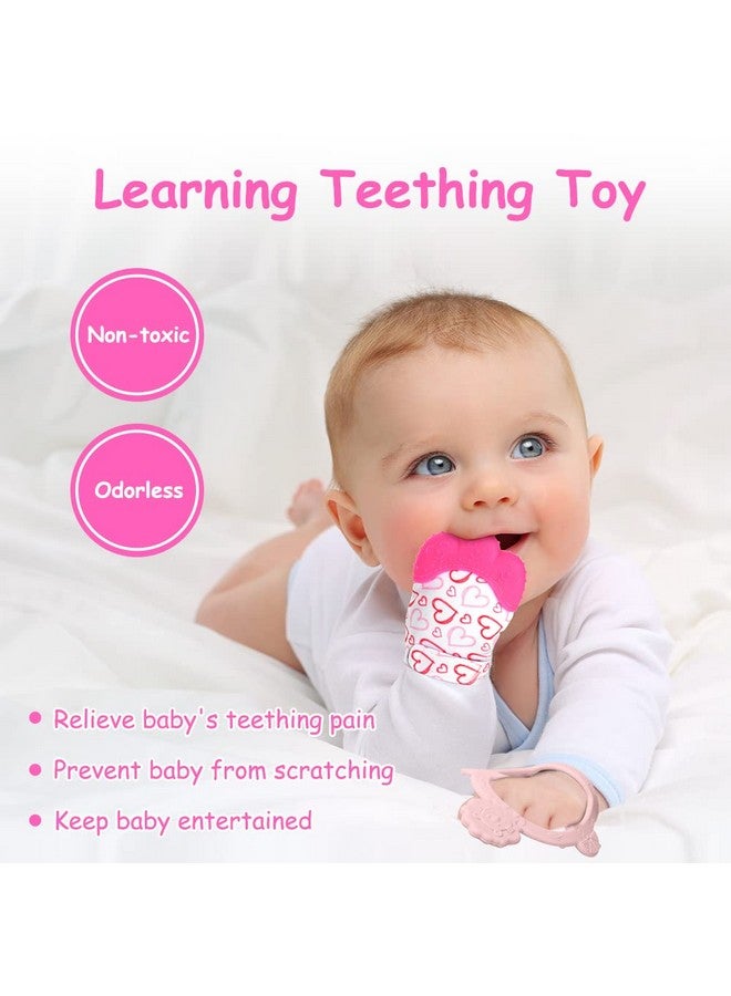 Silicone Teething Mitt 2Pcs Baby Teething Mitten Baby Teething Toy With Adjustable Strap Crinkle Sound And Textured Baby Teething Mitten Self Soothing Baby Chew Toys For 06Month Infants