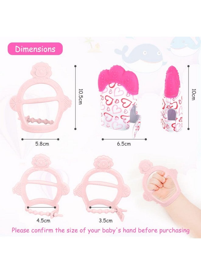 Silicone Teething Mitt 2Pcs Baby Teething Mitten Baby Teething Toy With Adjustable Strap Crinkle Sound And Textured Baby Teething Mitten Self Soothing Baby Chew Toys For 06Month Infants