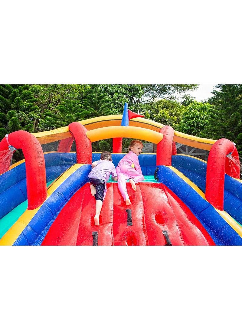 Inflatable Twin Water Slide With Bouncer for Kids Outdoor Play