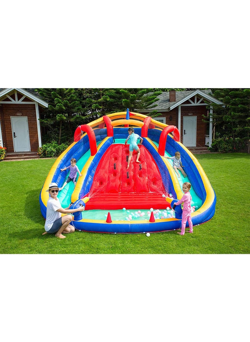 Inflatable Twin Water Slide With Bouncer for Kids Outdoor Play