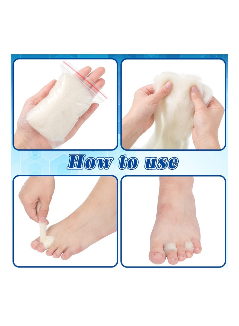 Lambs Wool for Toes Soft Feet Cushion Toe Separator Lambs Wool Corn Cushion Pads Blister Prevention Bunions Callus Remover Cushions Hammer Toe Relief for Shoes or Feet, 3/8 oz (8 Pcs)