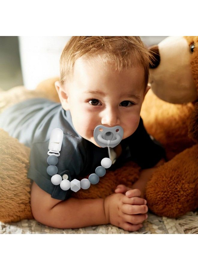 Pacifier Clip For Baby Boys Girls Soothie Pacifier Holder For Baby Boys Girlsneutral Binky Clip For Baby Gift 2 Pack(Gray Mossy Green)