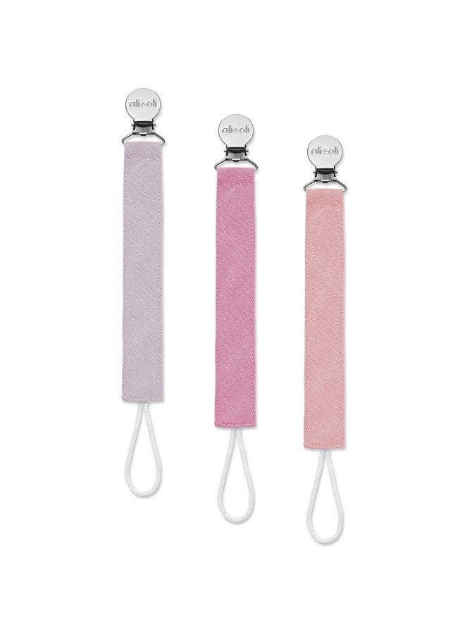 Linen Strap Pacifier Clip (Flamingo) Set Of 3 (10