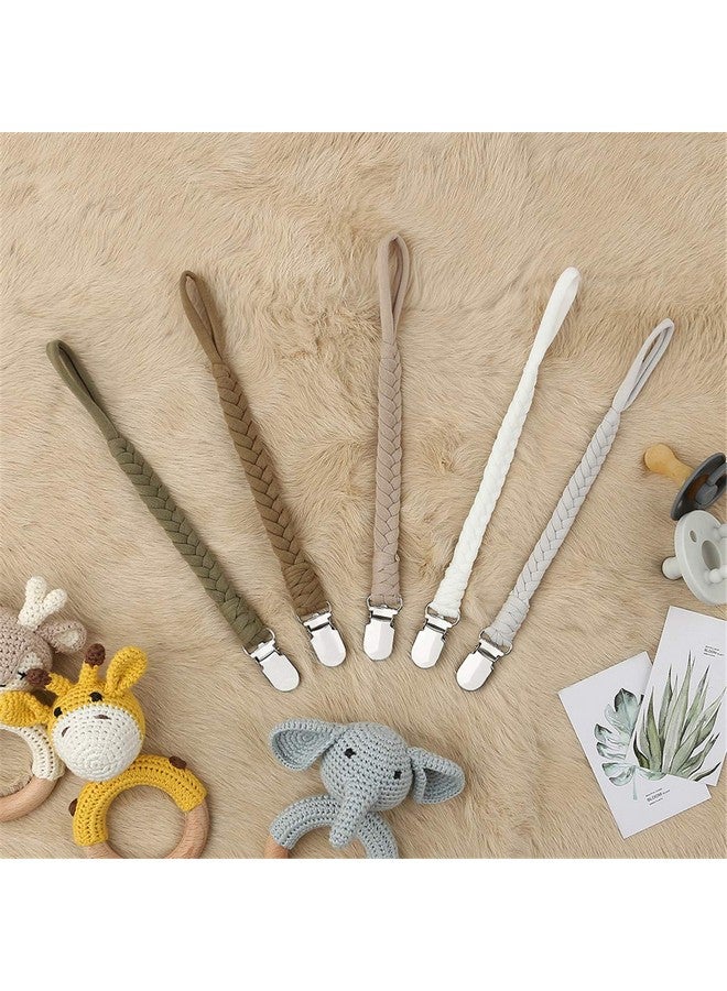 Pacifier Clip For Boys And Girls Binky Holder Pacifier Holder Leash Smoother Clip Handmade Braided Fits All Pacifiers Modern Unisex Baby Birthdays Gift（5 Pack）