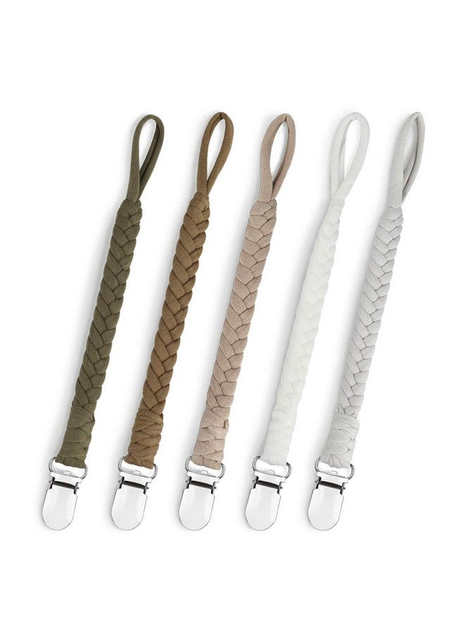 Pacifier Clip For Boys And Girls Binky Holder Pacifier Holder Leash Smoother Clip Handmade Braided Fits All Pacifiers Modern Unisex Baby Birthdays Gift（5 Pack）
