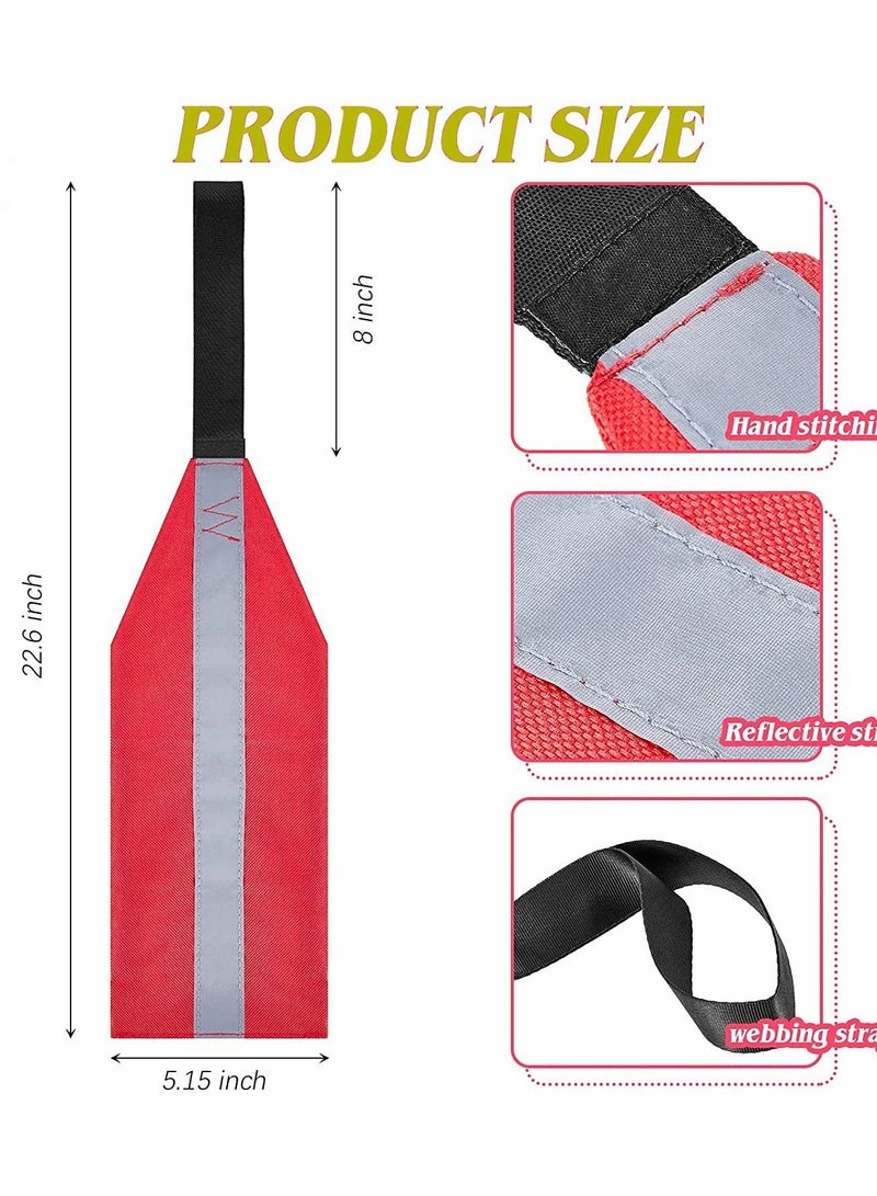 2 Pieces Safety Warning Travel Flag for Kayak Red Canoes SUP Towing with Webbing Accessories