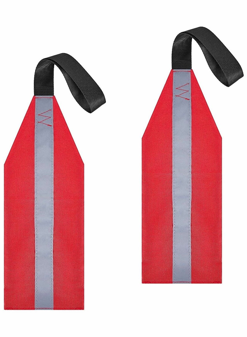 2 Pieces Safety Warning Travel Flag for Kayak Red Canoes SUP Towing with Webbing Accessories