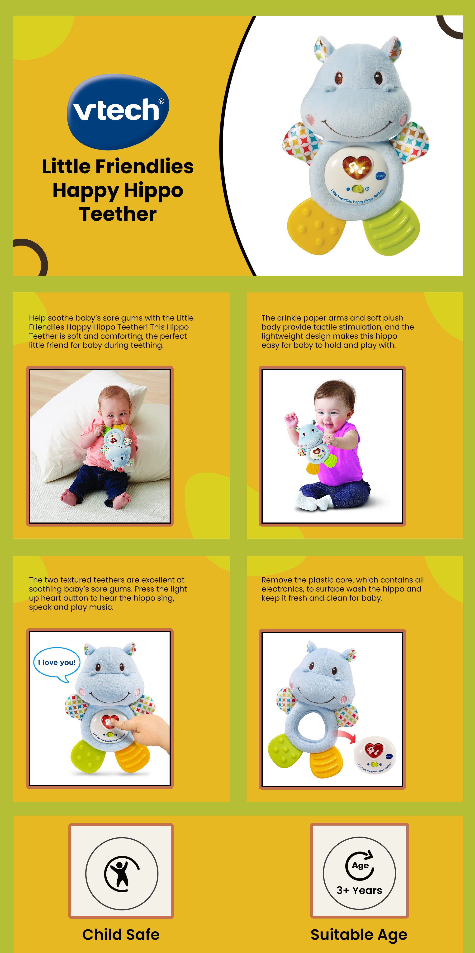 Little Friendlies Happy Hippo Plush Teether