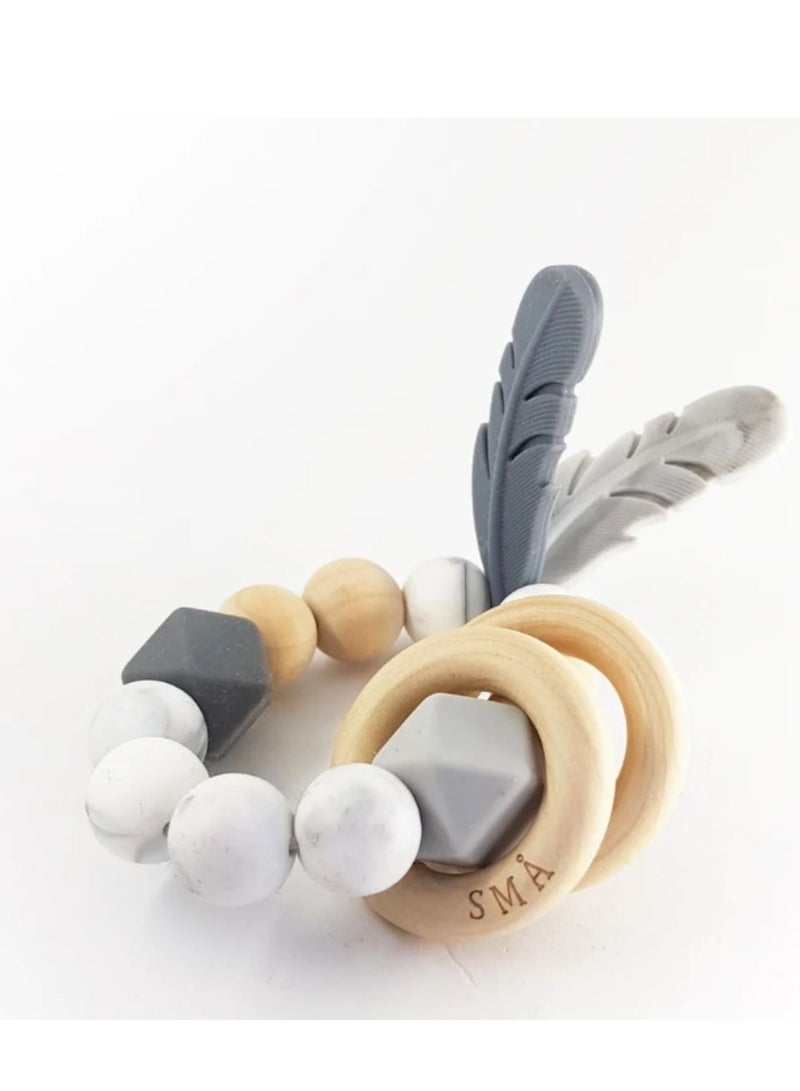 SMA Baby Feather Teether Teething Toys for Babies-Teething Toy Silicone BPA Free Anti-Dropping Infant Teether Pacifiers Chew Toys for Sucking Needs and Soothing Babies Sore Gums